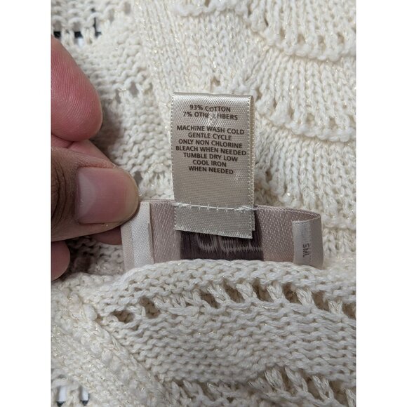 LOFT Open Back Knit Sweater Size L Pullover Scalloped Romantic Coquette Feminine - Picture 9 of 10